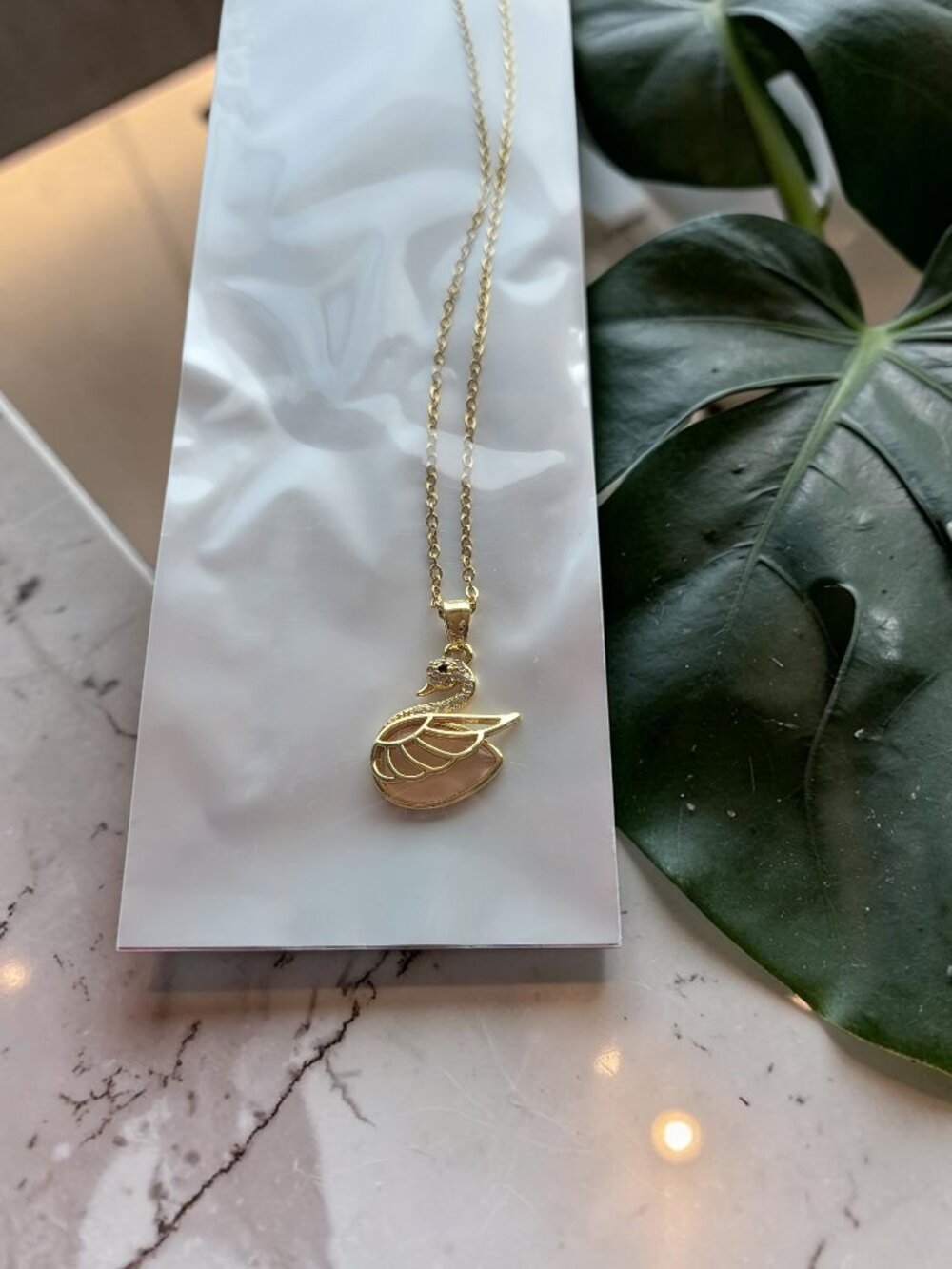 18K Gold Plated Golden Swan Necklace